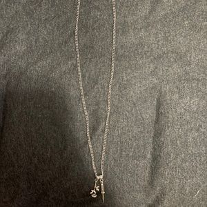 Sterling silver chain with rose and knife silver pendant